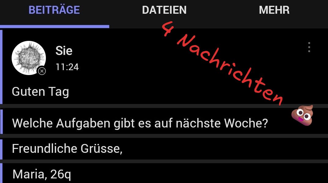 Nachricht geschickt statt neue Zeile